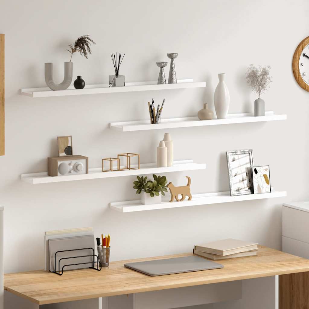 Wall Shelves 4 pcs White 80x9x3 cm