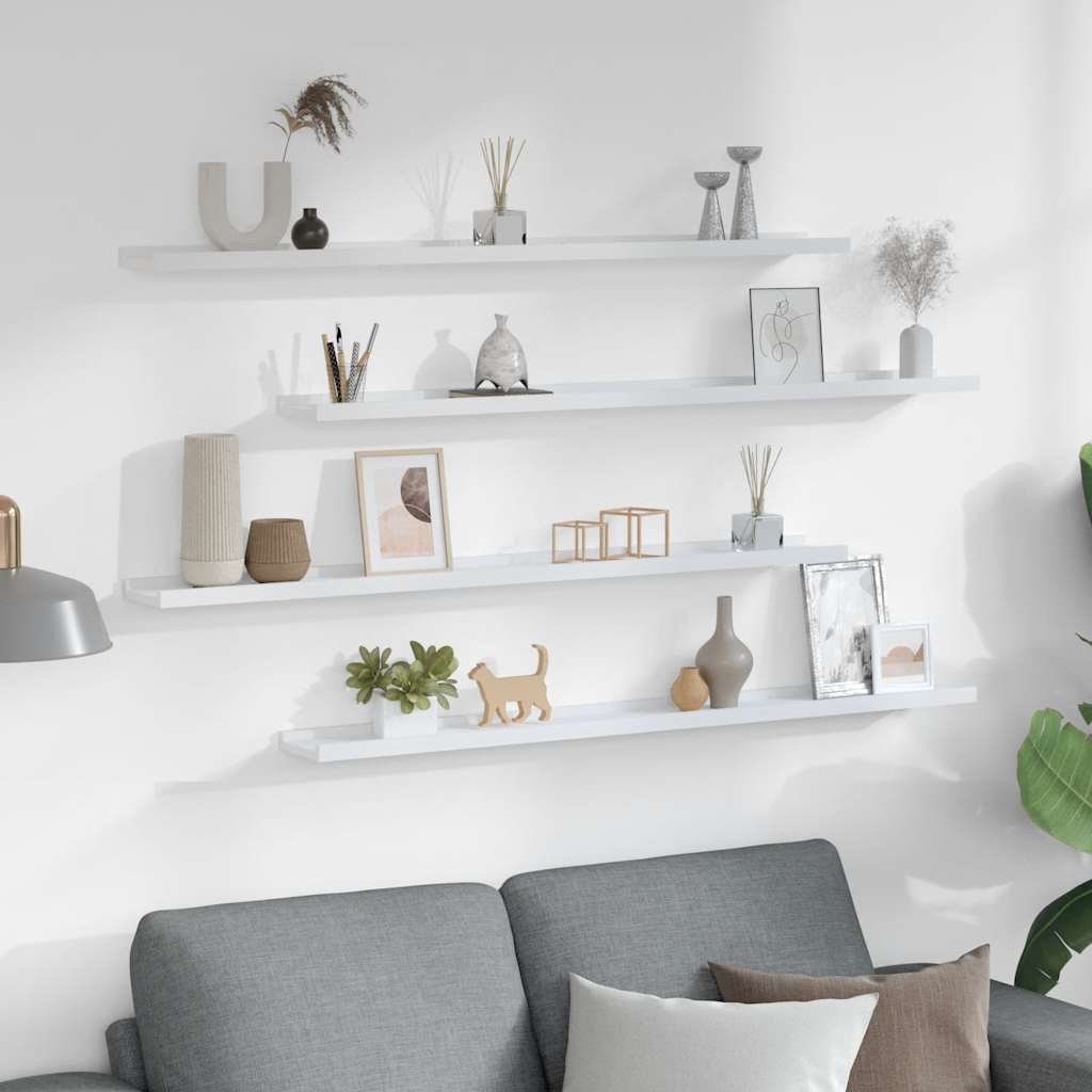 Wall Shelves 4 pcs White 100x9x3 cm