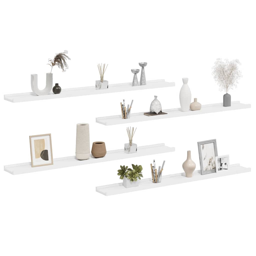Wall Shelves 4 pcs White 100x9x3 cm