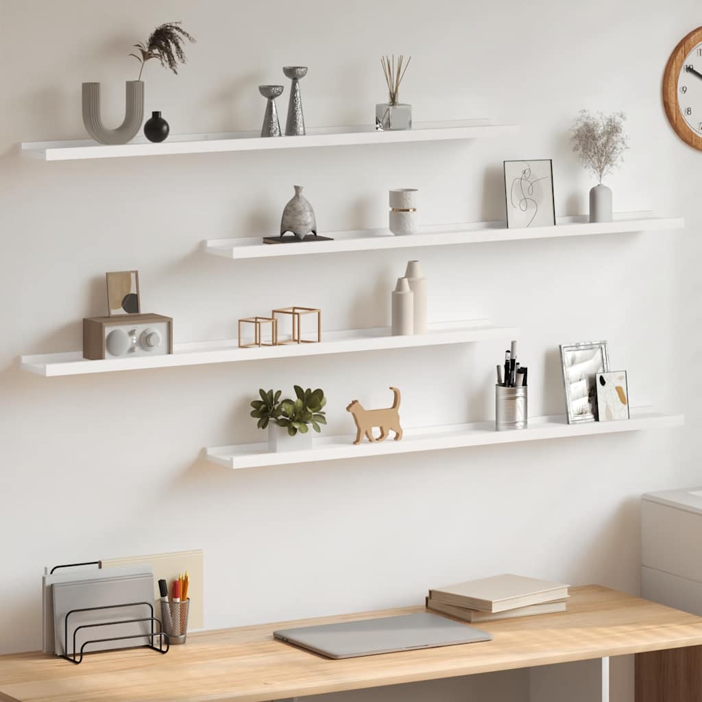 Wall Shelves 4 pcs White 100x9x3 cm