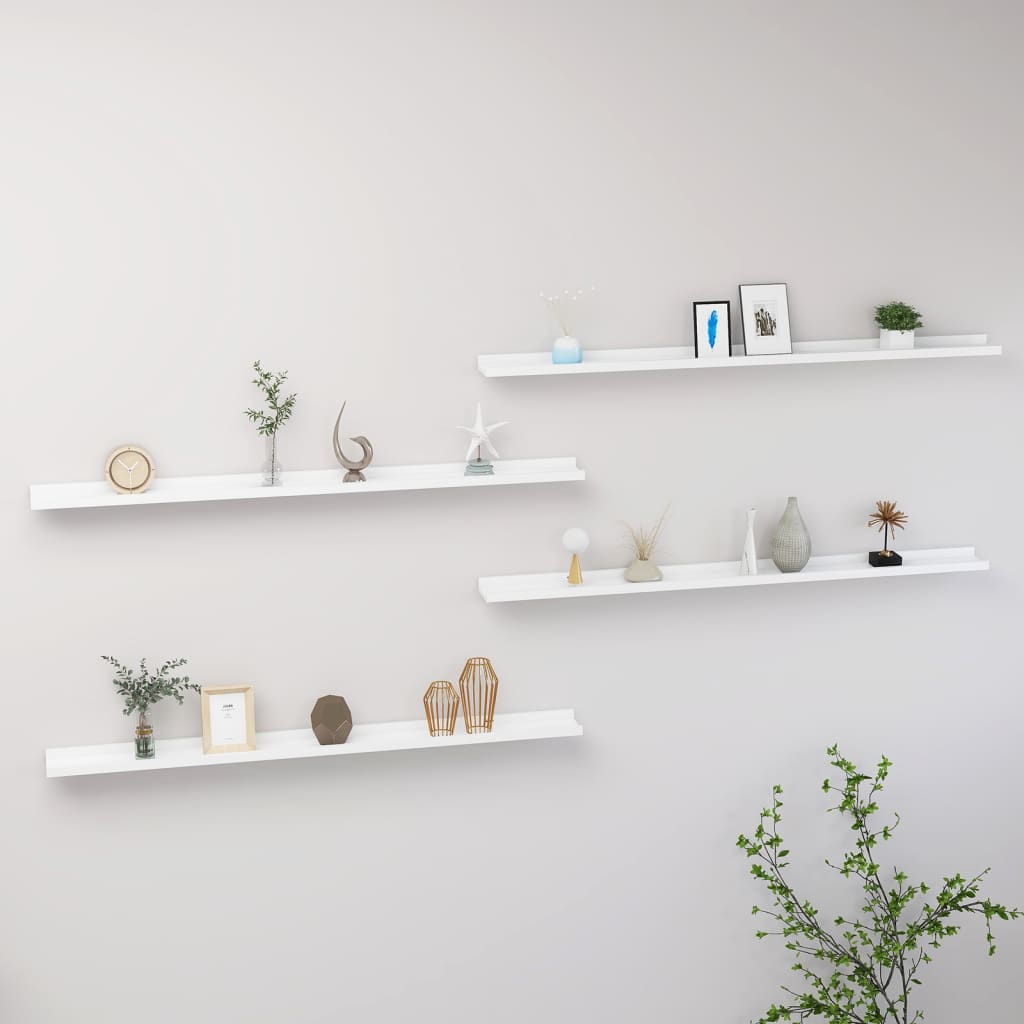 vidaXL Wall Shelves 4 pcs White 115x9x3 cm