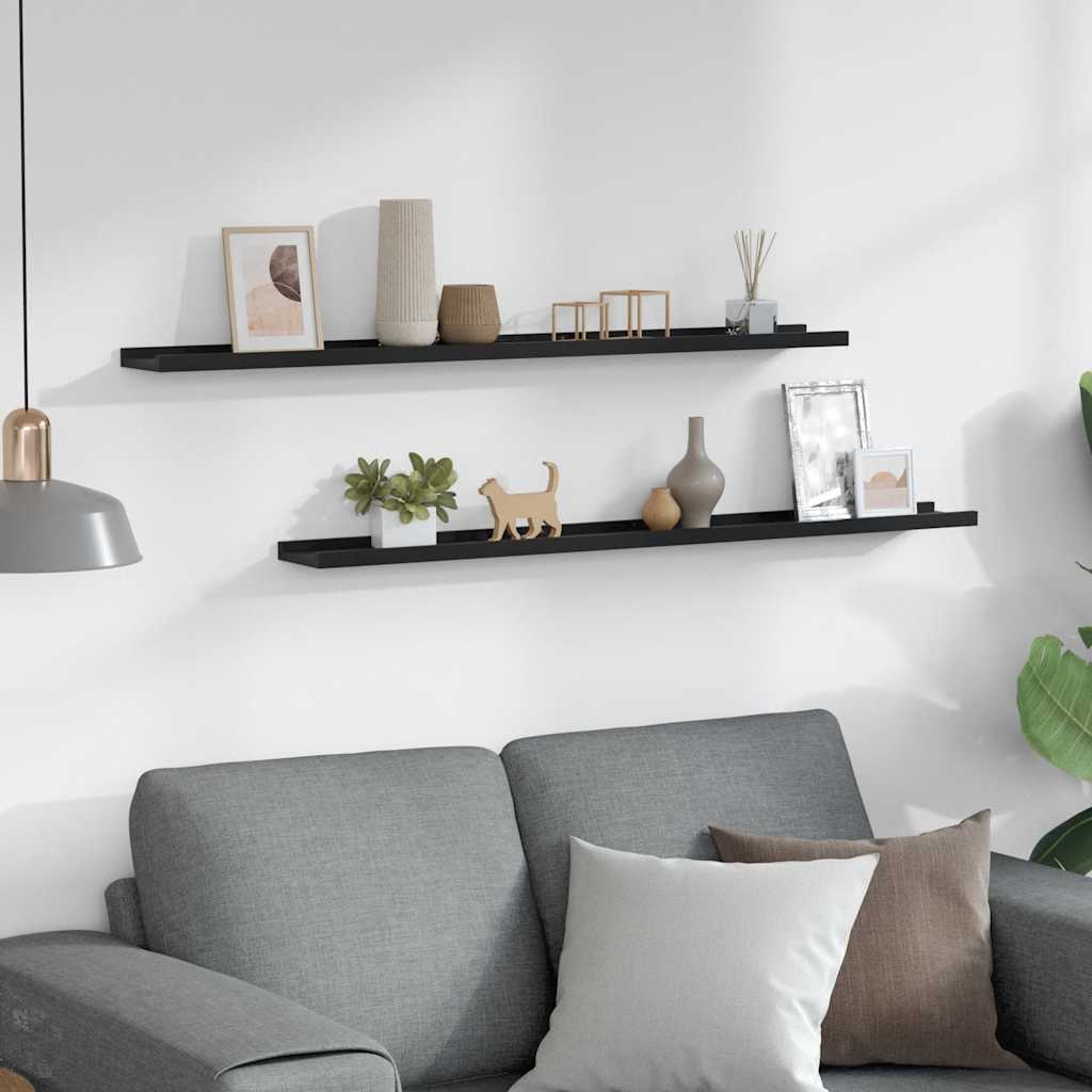 Wall Shelves 2 pcs Black 100x9x3 cm
