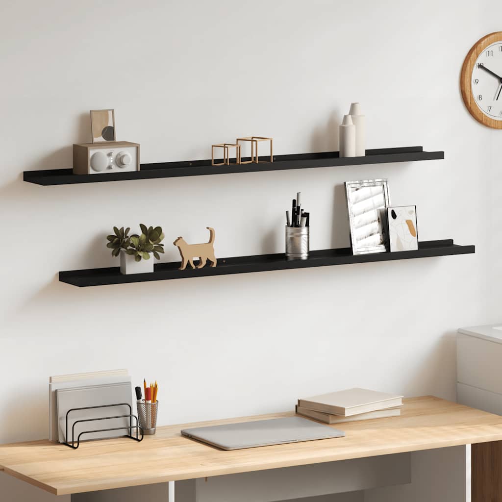 Wall Shelves 2 pcs Black 115x9x3 cm