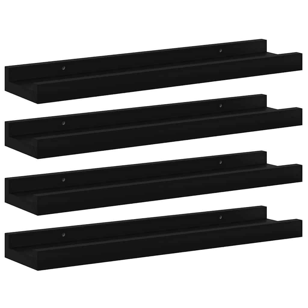 Wall Shelves 4 pcs Black 40x9x3 cm