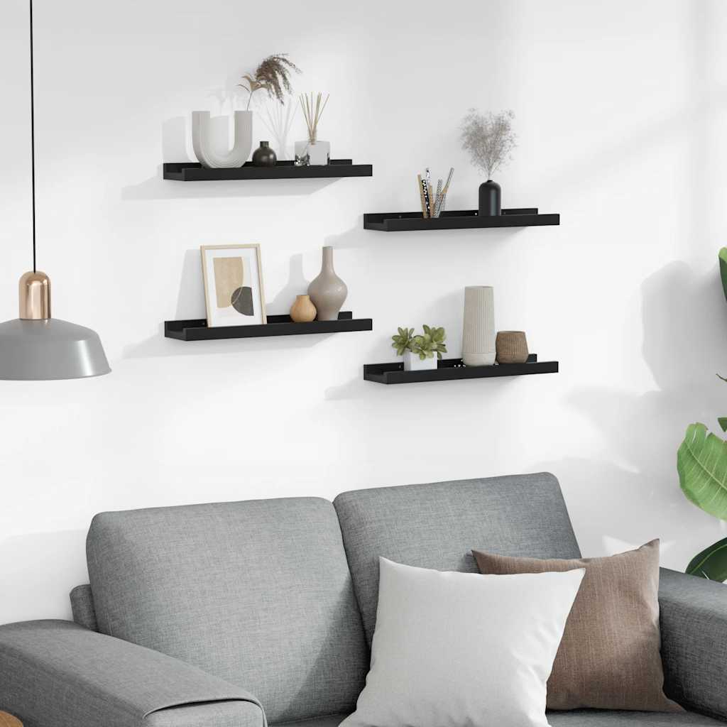 Wall Shelves 4 pcs Black 40x9x3 cm