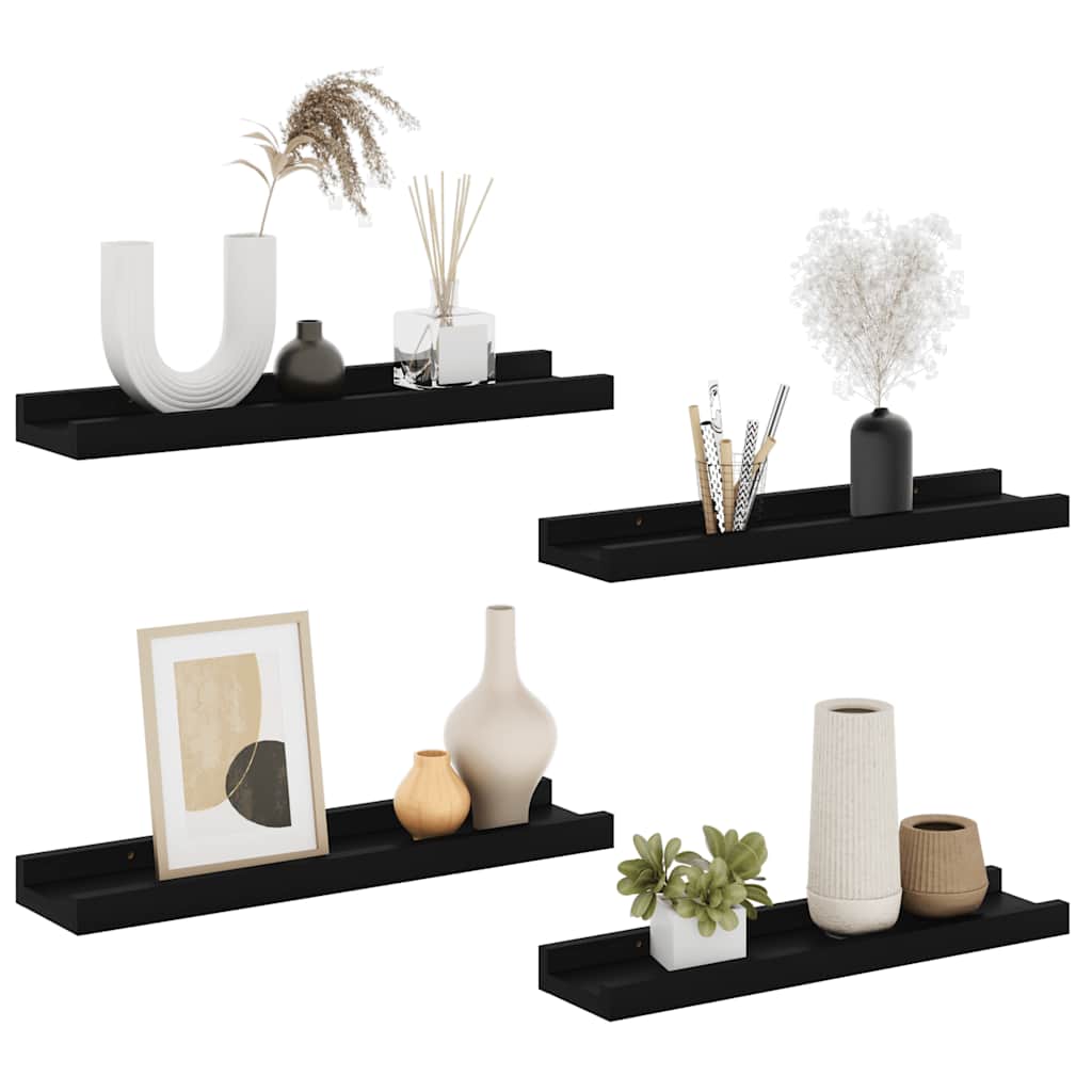 Wall Shelves 4 pcs Black 40x9x3 cm