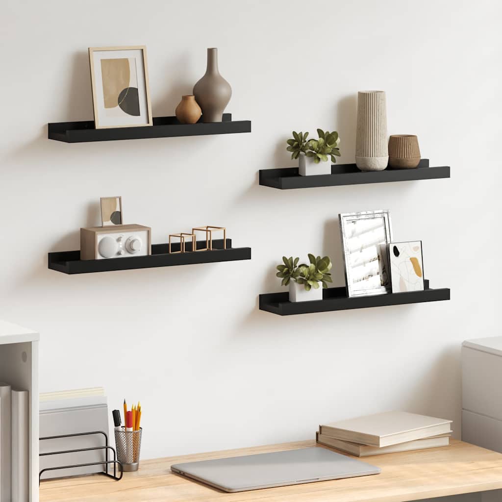 Wall Shelves 4 pcs Black 40x9x3 cm