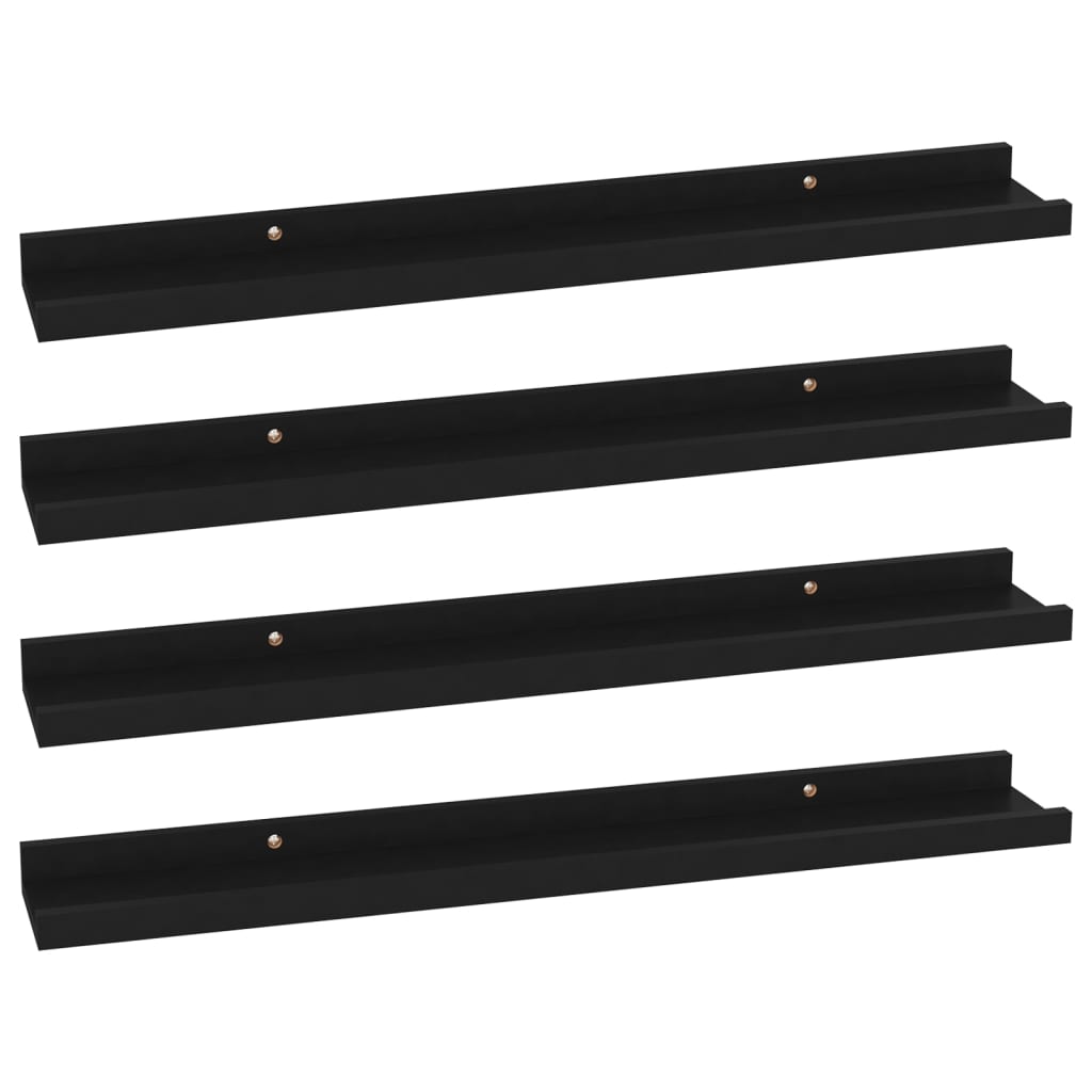 vidaXL Wall Shelves 4 pcs Black 60x9x3 cm