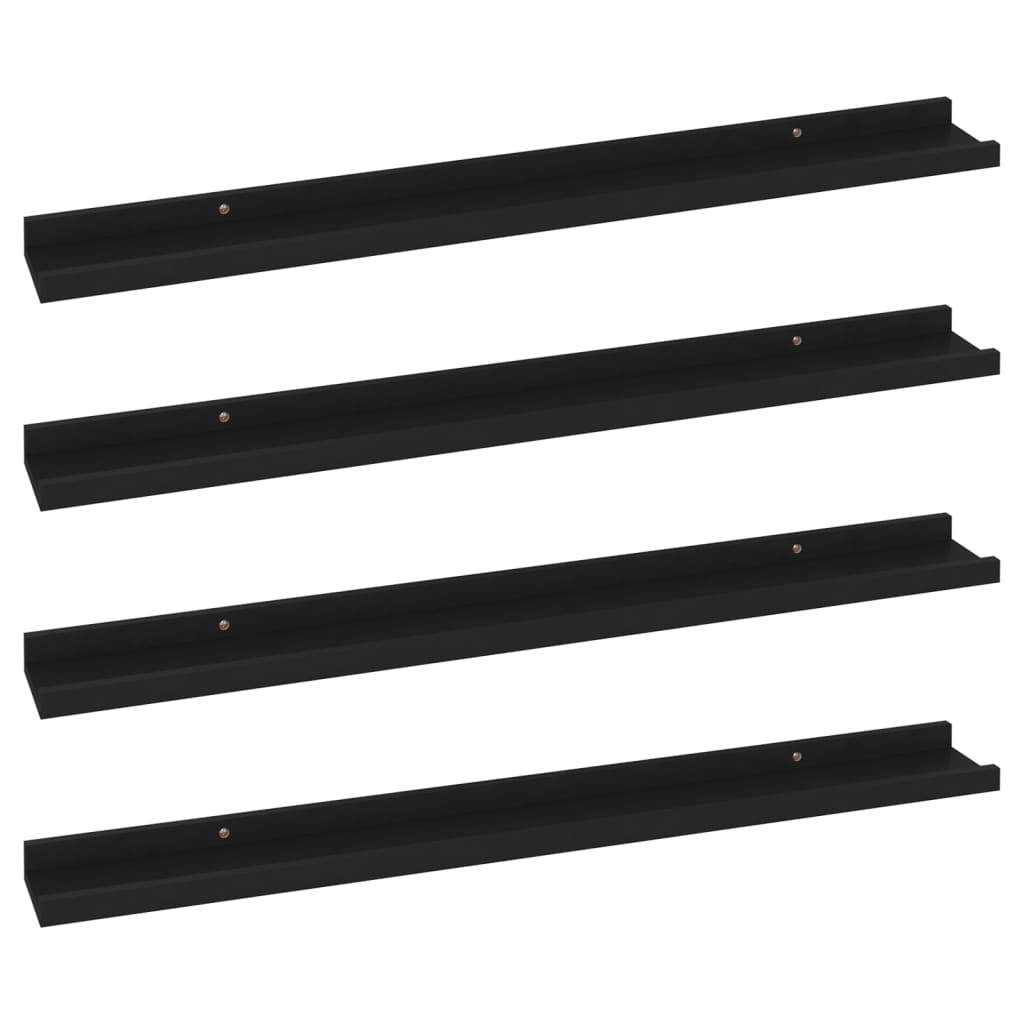 vidaXL Wall Shelves 4 pcs Black 80x9x3 cm