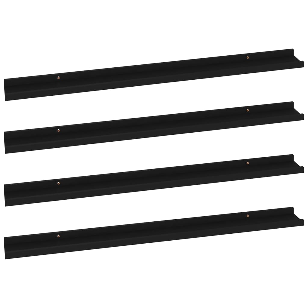 vidaXL Wall Shelves 4 pcs Black 100x9x3 cm