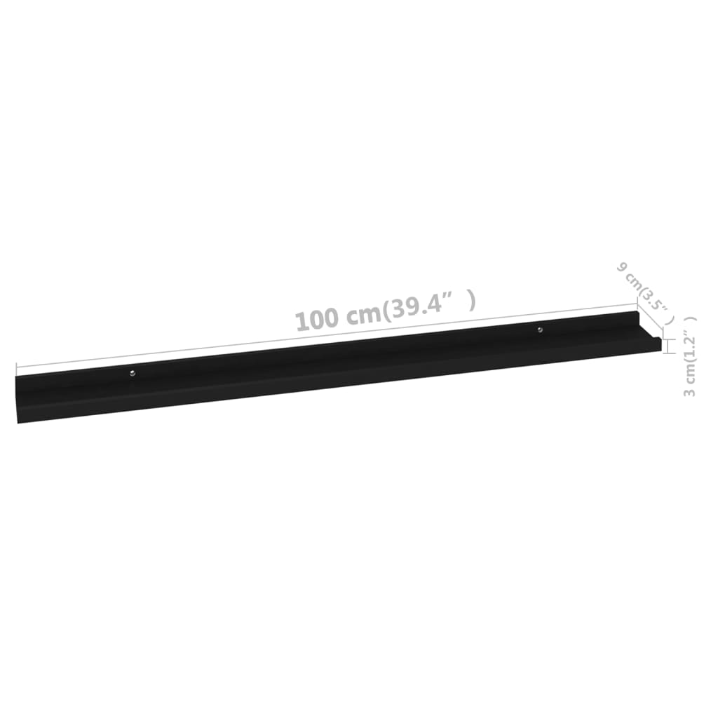 vidaXL Wall Shelves 4 pcs Black 100x9x3 cm