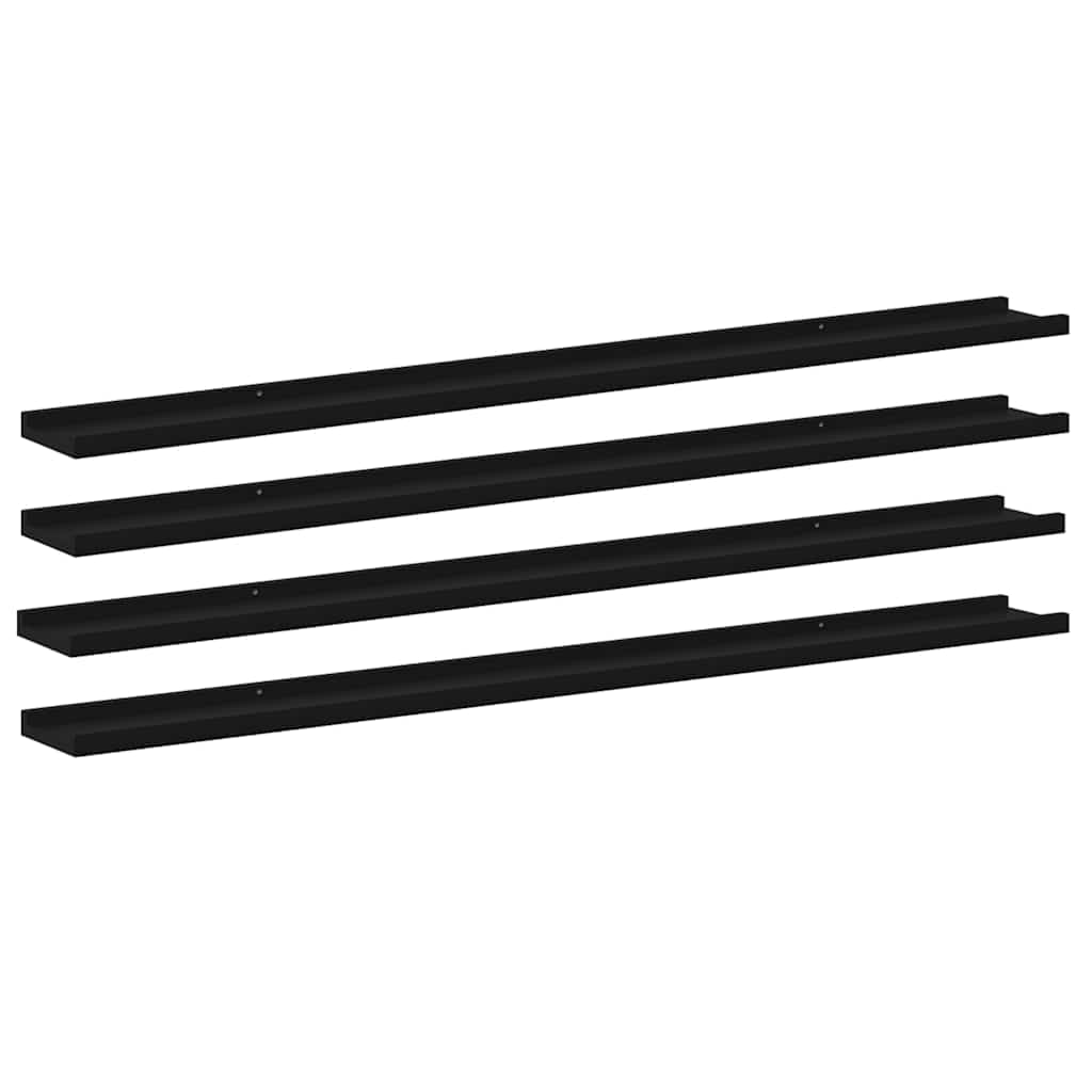 Wall Shelves 4 pcs Black 115x9x3 cm