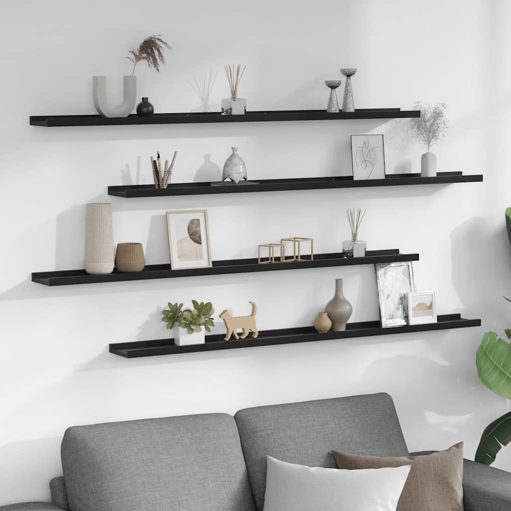 Wall Shelves 4 pcs Black 115x9x3 cm
