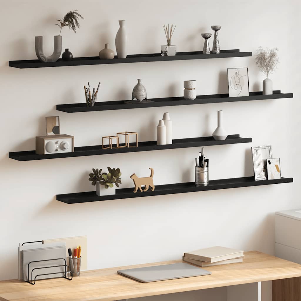 Wall Shelves 4 pcs Black 115x9x3 cm
