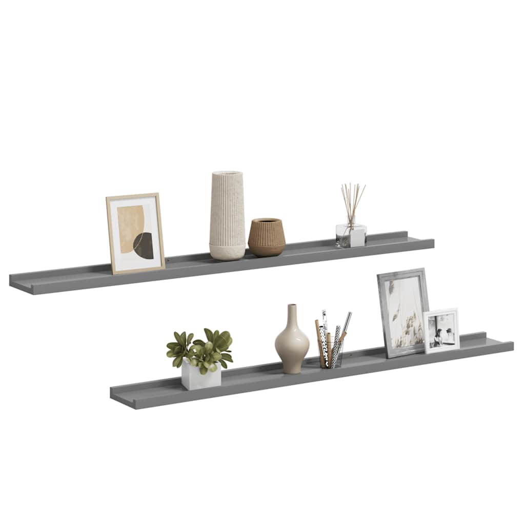 Wall Shelves 2 pcs Grey 100x9x3 cm