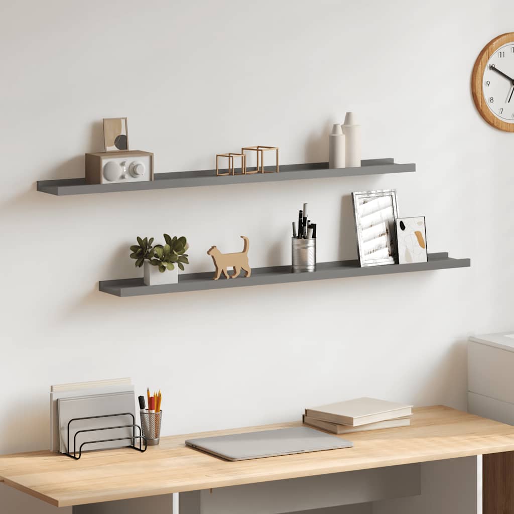 Wall Shelves 2 pcs Grey 100x9x3 cm