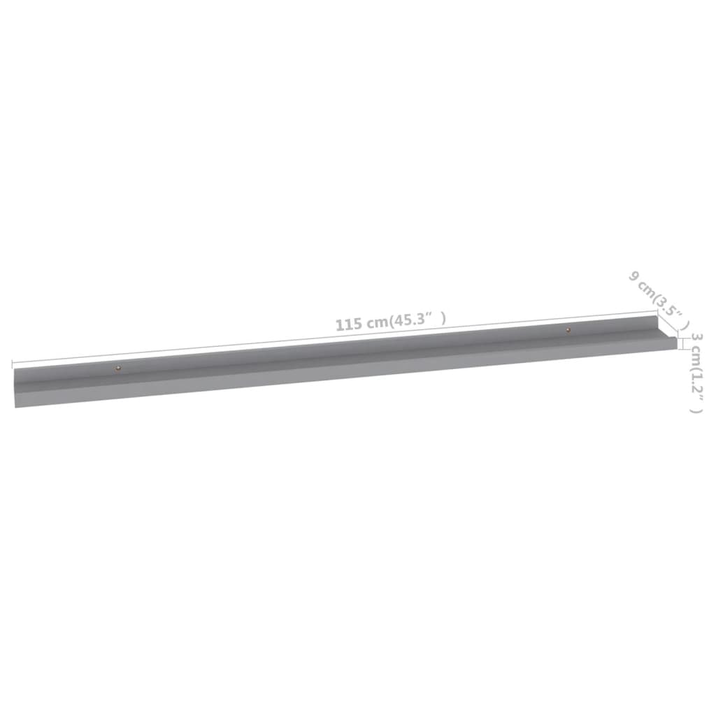 vidaXL Wall Shelves 2 pcs Grey 115x9x3 cm