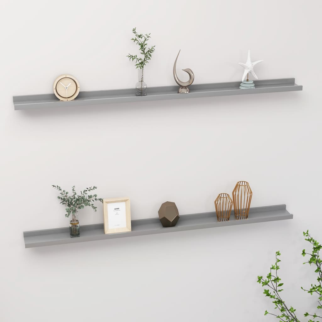 vidaXL Wall Shelves 2 pcs Grey 115x9x3 cm