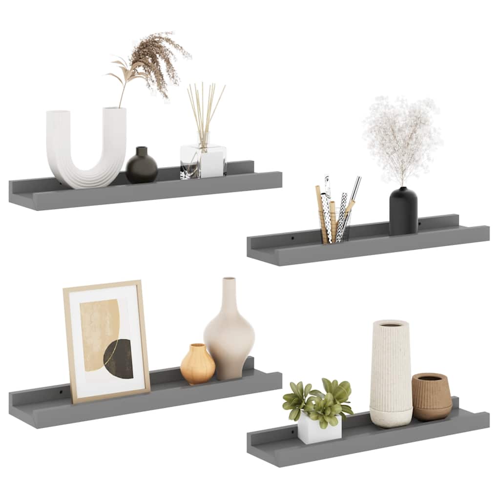 Wall Shelves 4 pcs Grey 40x9x3 cm