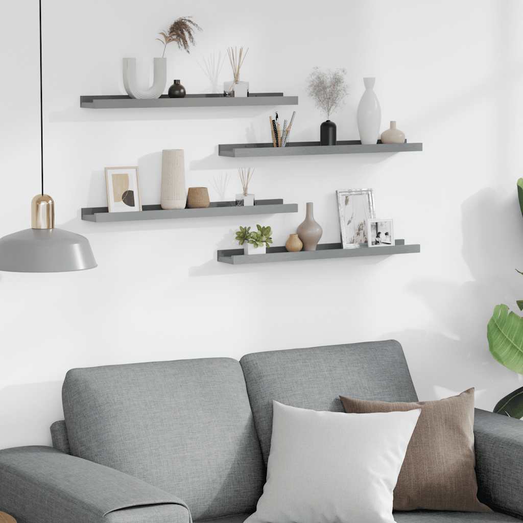 Wall Shelves 4 pcs Grey 60x9x3 cm