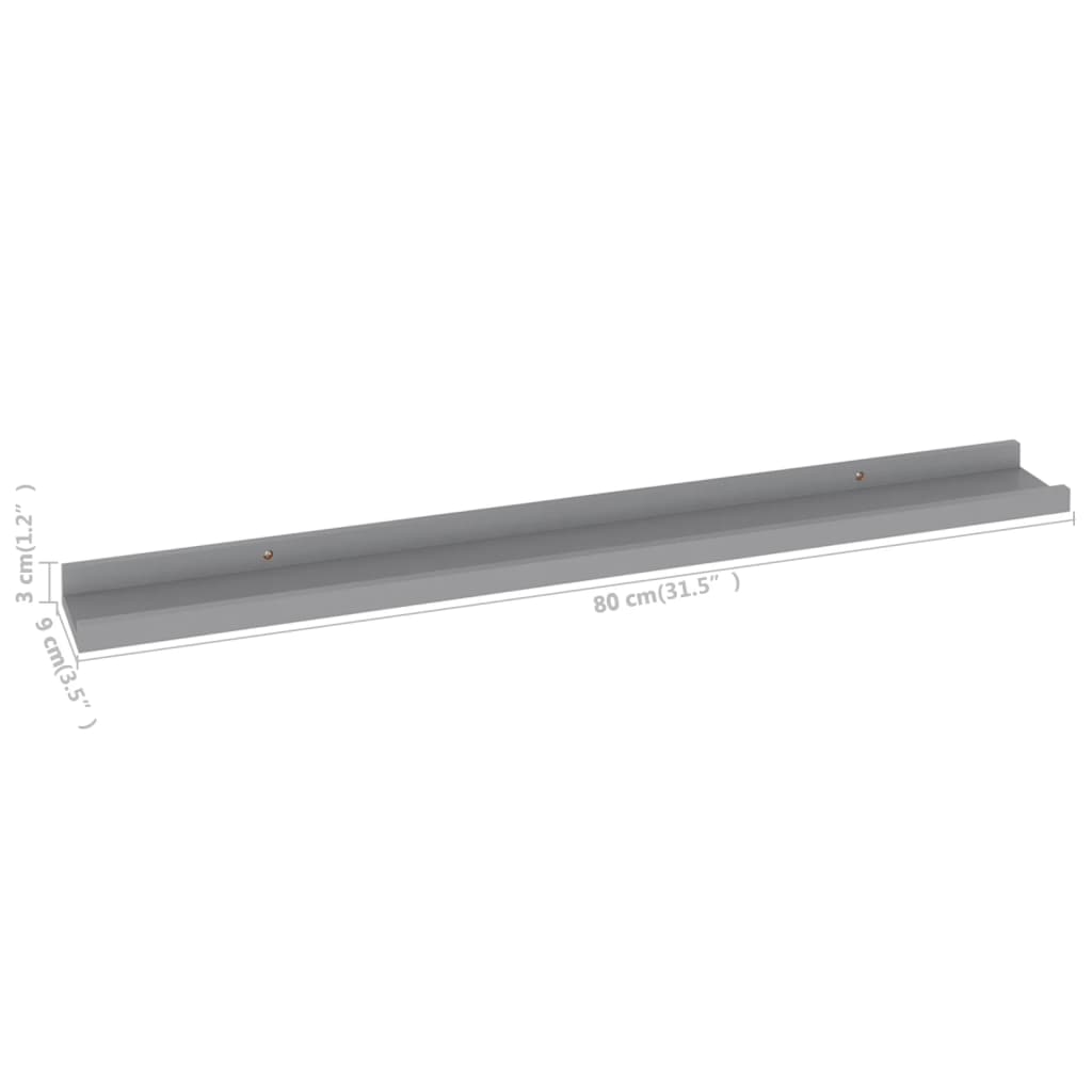 vidaXL Wall Shelves 4 pcs Grey 80x9x3 cm