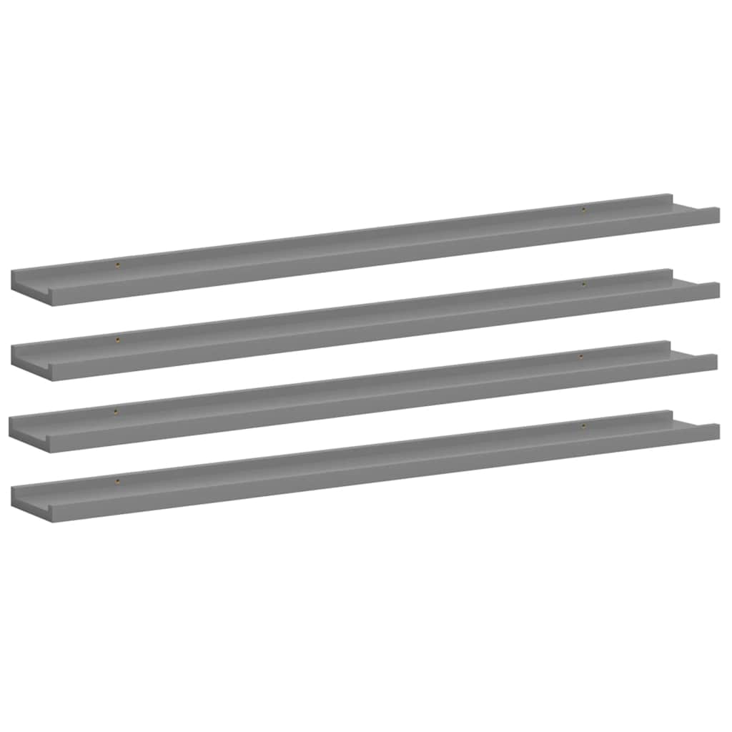 Wall Shelves 4 pcs Grey 100x9x3 cm