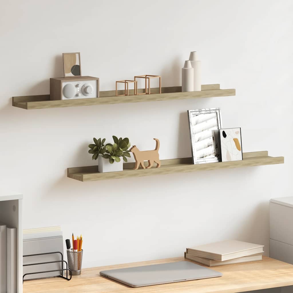 Wall Shelves 2 pcs Sonoma Oak 80x9x3 cm