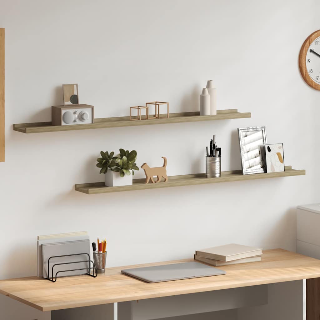 Wall Shelves 2 pcs Sonoma Oak 100x9x3 cm
