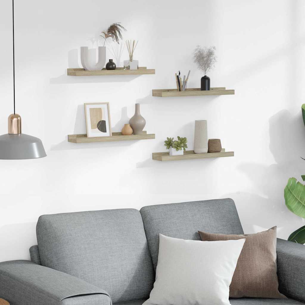 Wall Shelves 4 pcs Sonoma Oak 40x9x3 cm