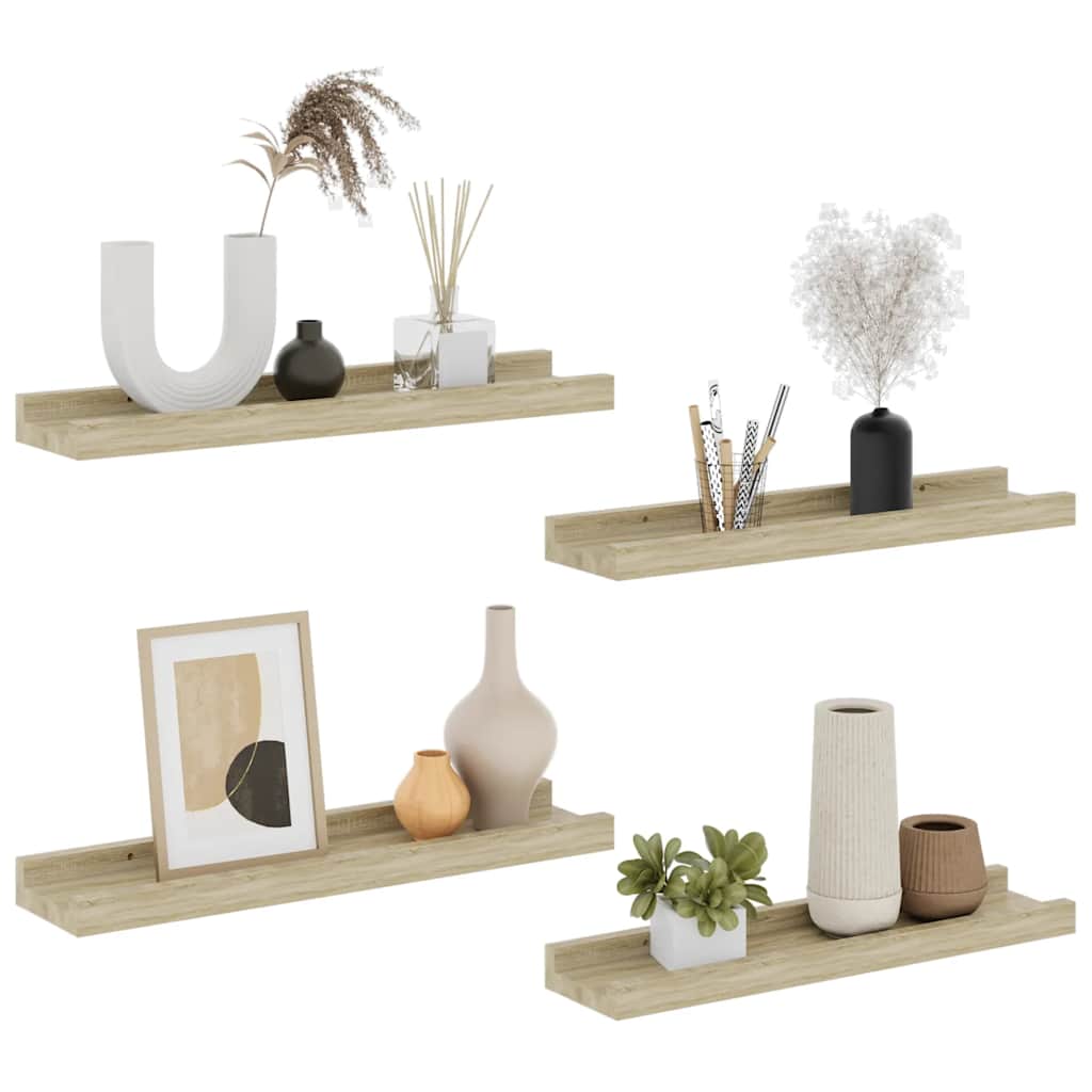 Wall Shelves 4 pcs Sonoma Oak 40x9x3 cm