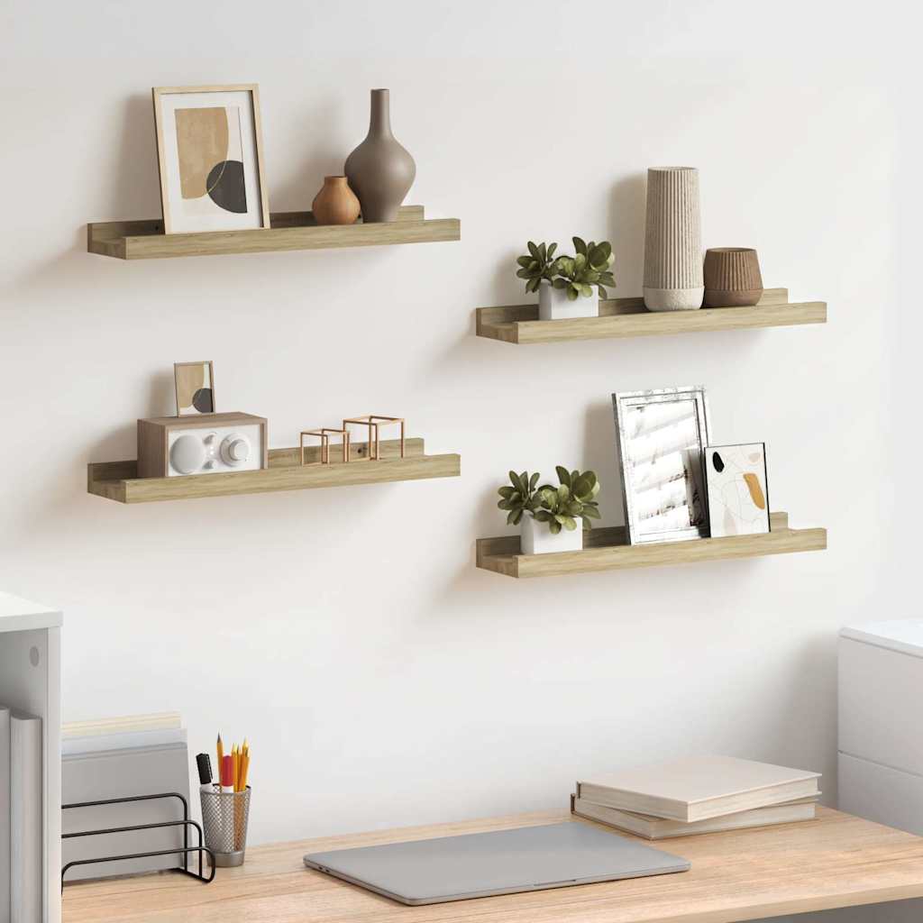 Wall Shelves 4 pcs Sonoma Oak 40x9x3 cm