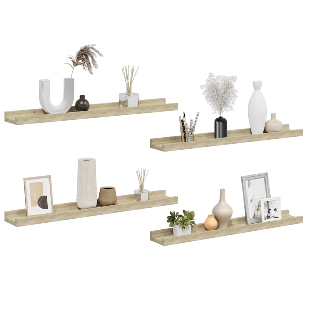 Wall Shelves 4 pcs Sonoma Oak 60x9x3 cm