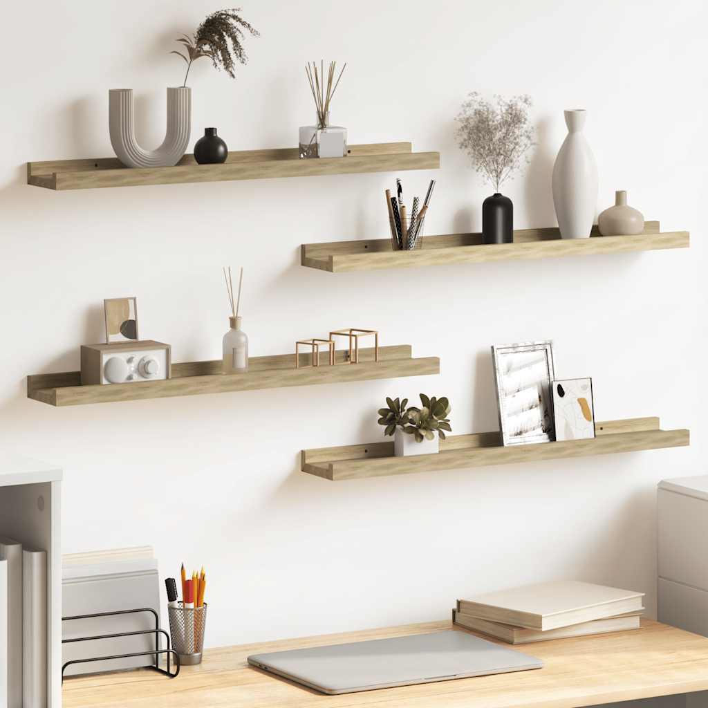 Wall Shelves 4 pcs Sonoma Oak 60x9x3 cm