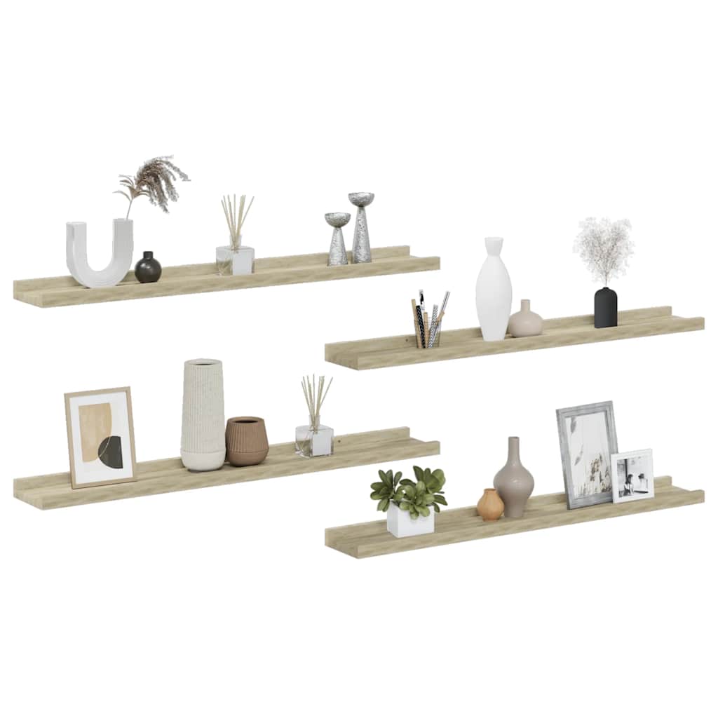 Wall Shelves 4 pcs Sonoma Oak 80x9x3 cm