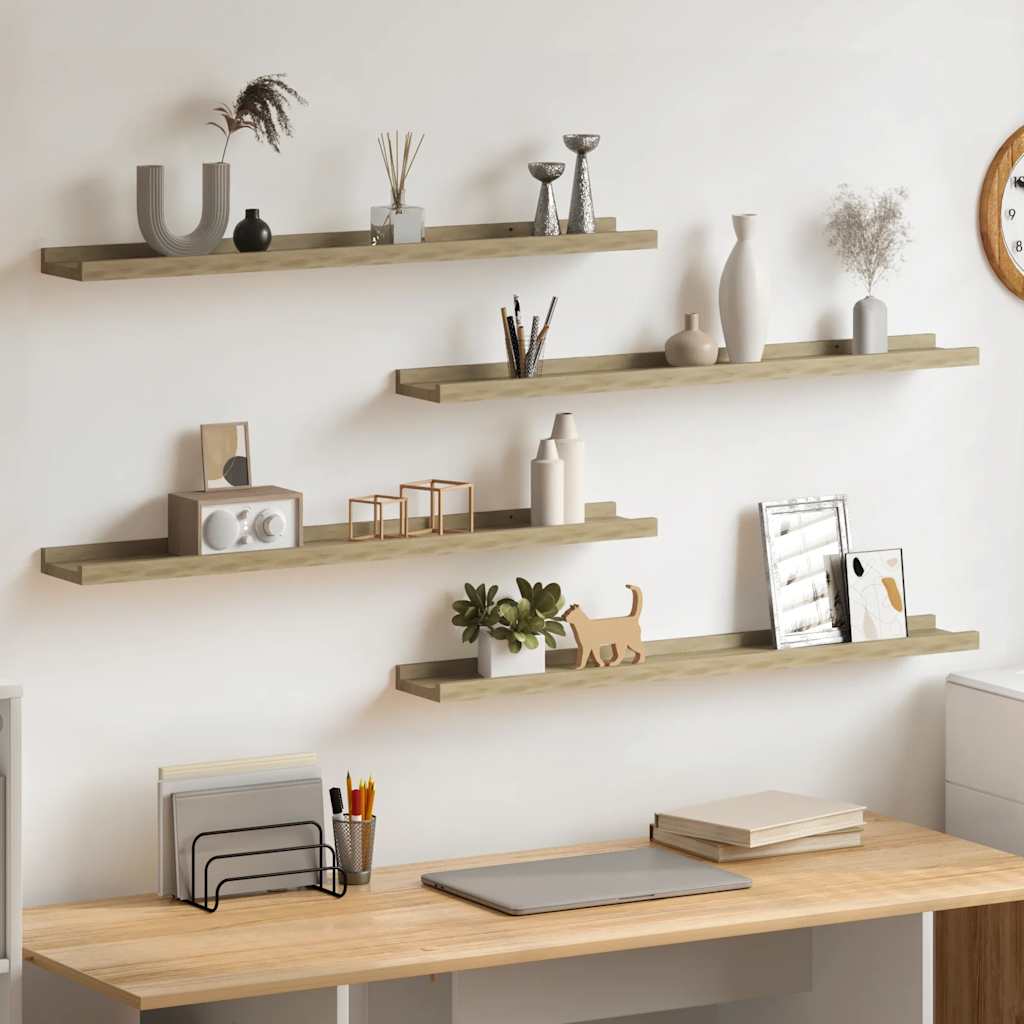 Wall Shelves 4 pcs Sonoma Oak 80x9x3 cm