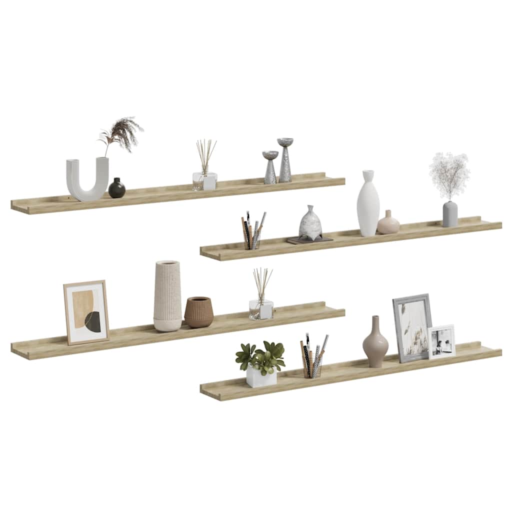 Wall Shelves 4 pcs Sonoma Oak 100x9x3 cm