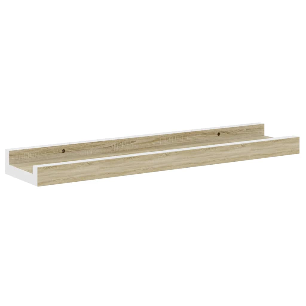 Wall Shelves 2 pcs White and Sonoma Oak 40x9x3 cm