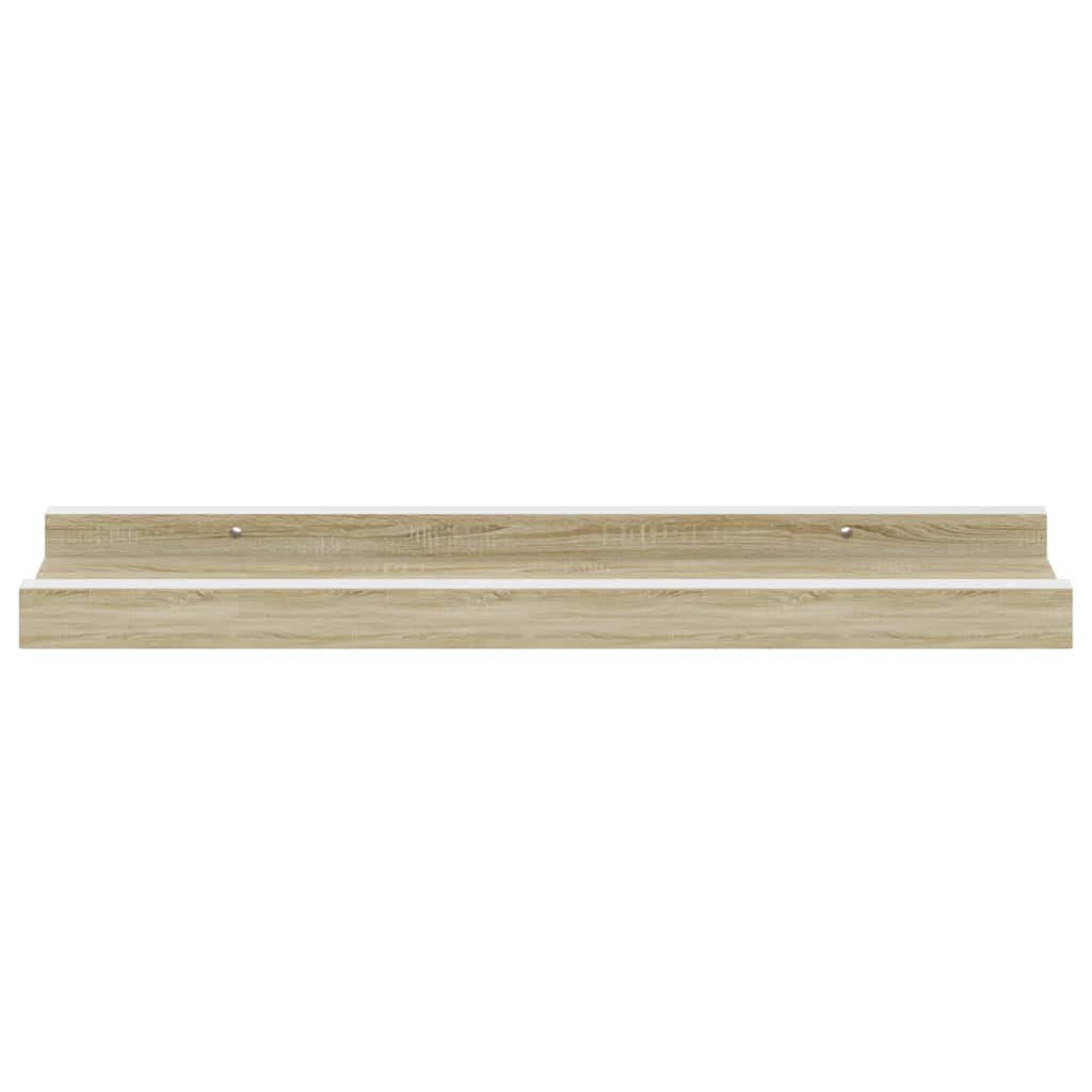 Wall Shelves 2 pcs White and Sonoma Oak 40x9x3 cm