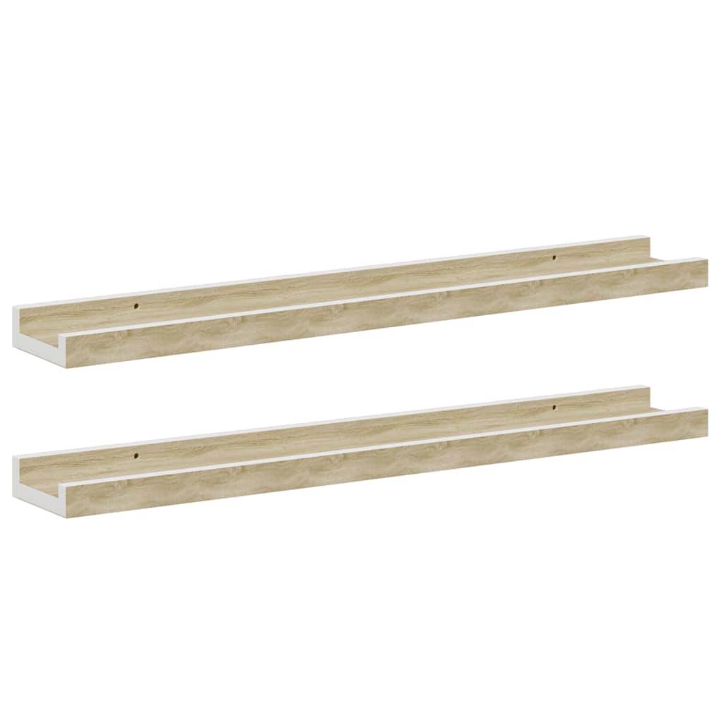 Wall Shelves 2 pcs White and Sonoma Oak 60x9x3 cm