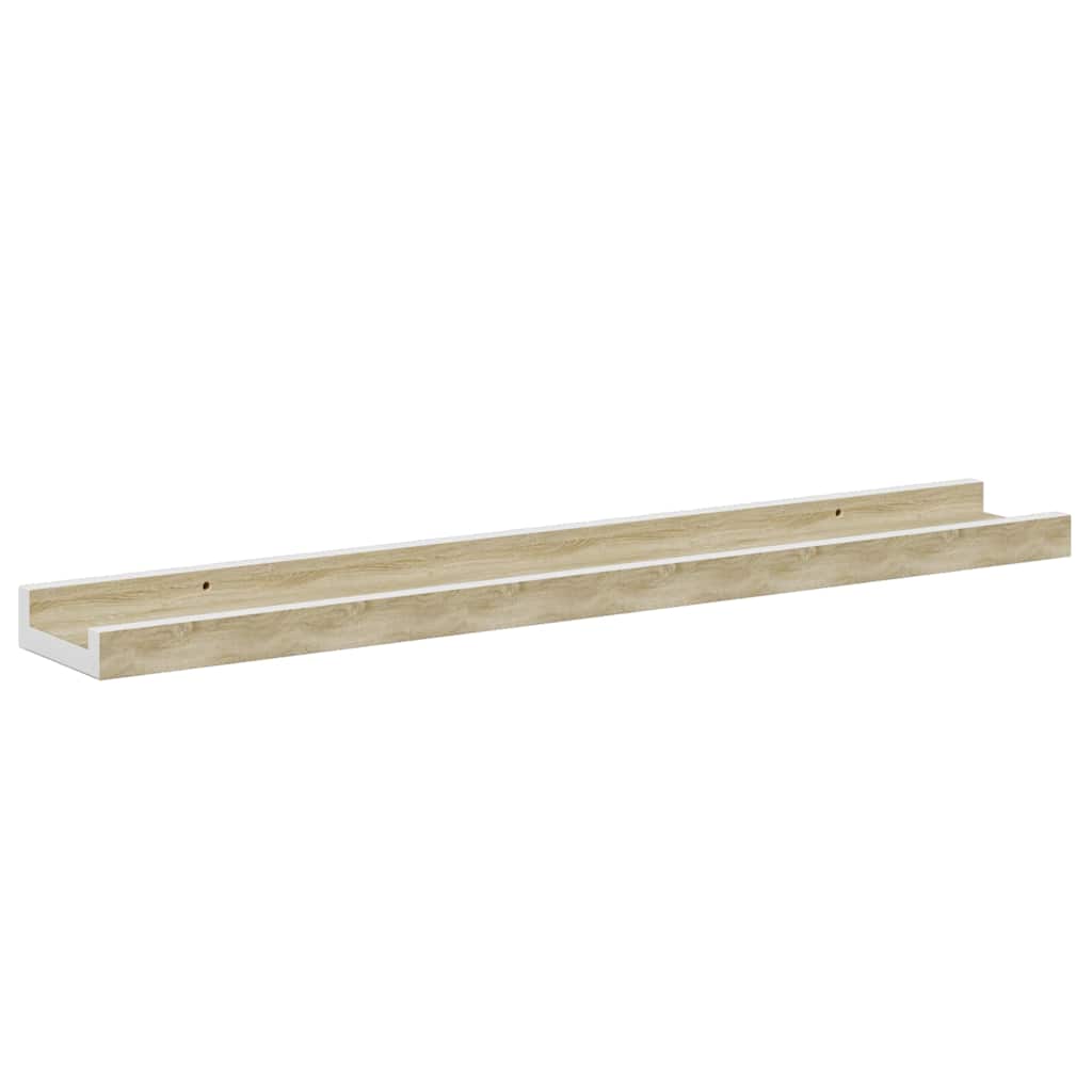 Wall Shelves 2 pcs White and Sonoma Oak 60x9x3 cm