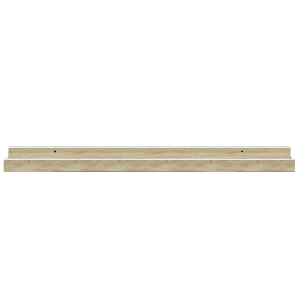 Wall Shelves 2 pcs White and Sonoma Oak 60x9x3 cm