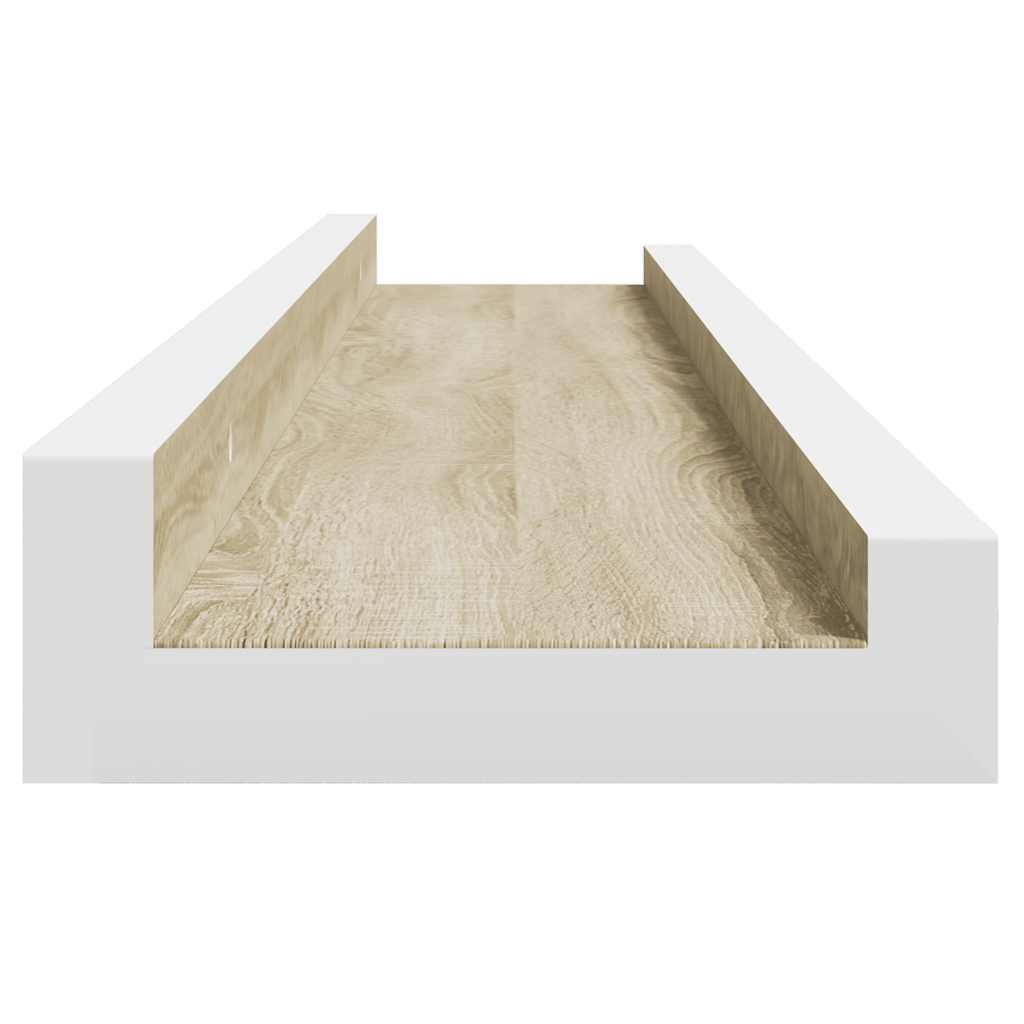 Wall Shelves 2 pcs White and Sonoma Oak 60x9x3 cm