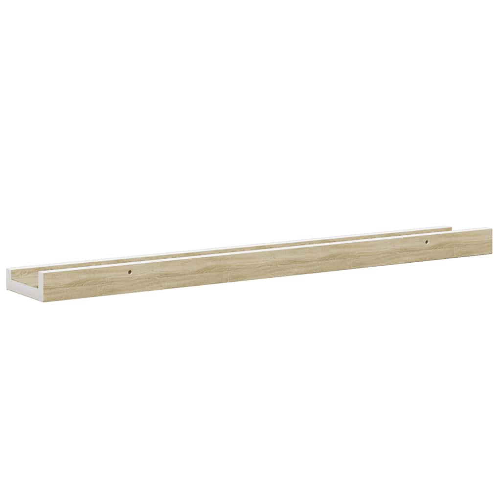 Wall Shelves 2 pcs White and Sonoma Oak 60x9x3 cm