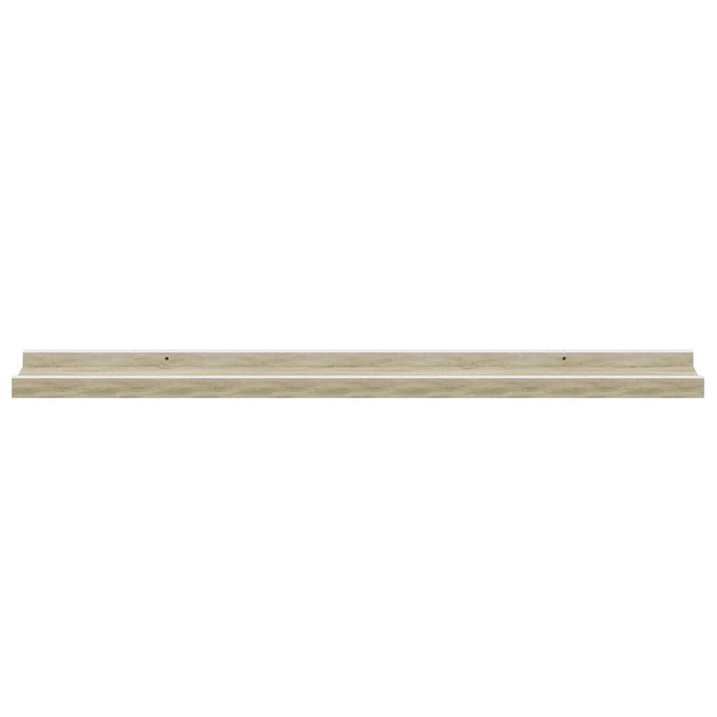 Wall Shelves 2 pcs White and Sonoma Oak 80x9x3 cm