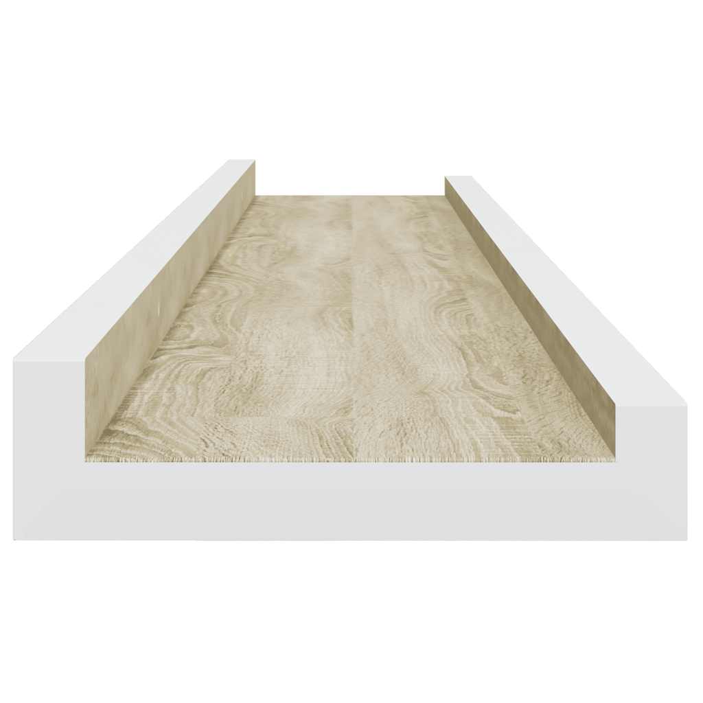 Wall Shelves 2 pcs White and Sonoma Oak 80x9x3 cm