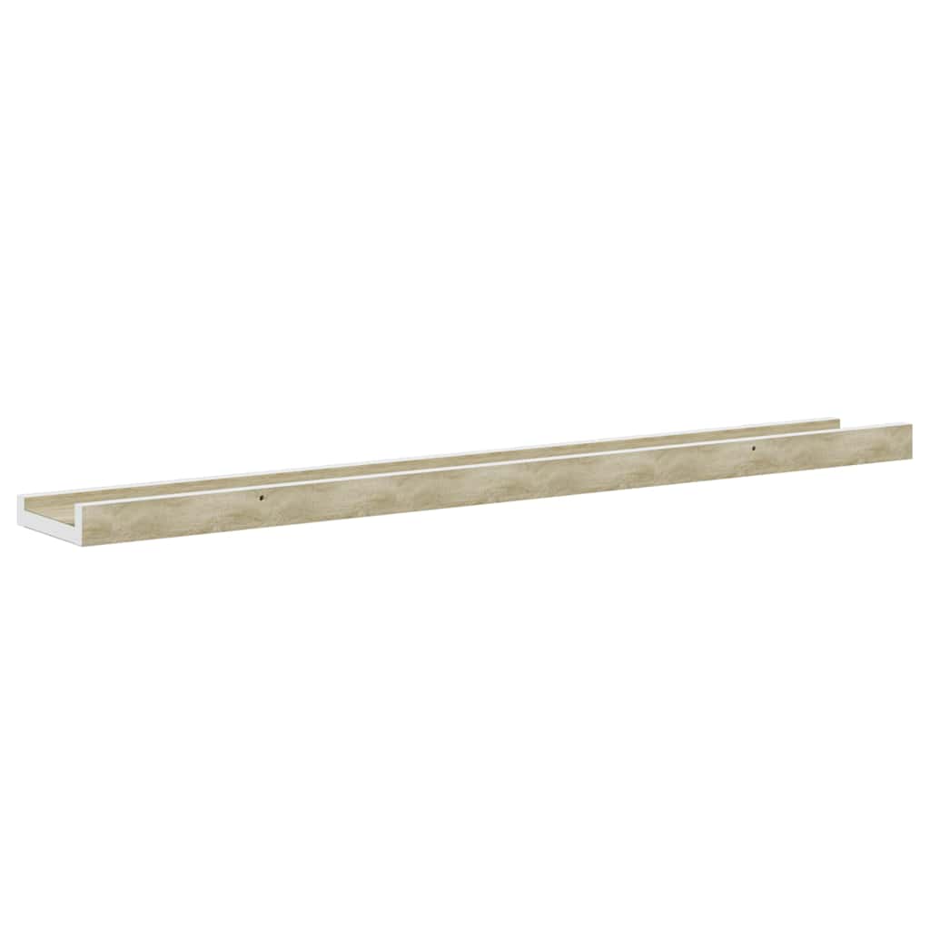 Wall Shelves 2 pcs White and Sonoma Oak 80x9x3 cm