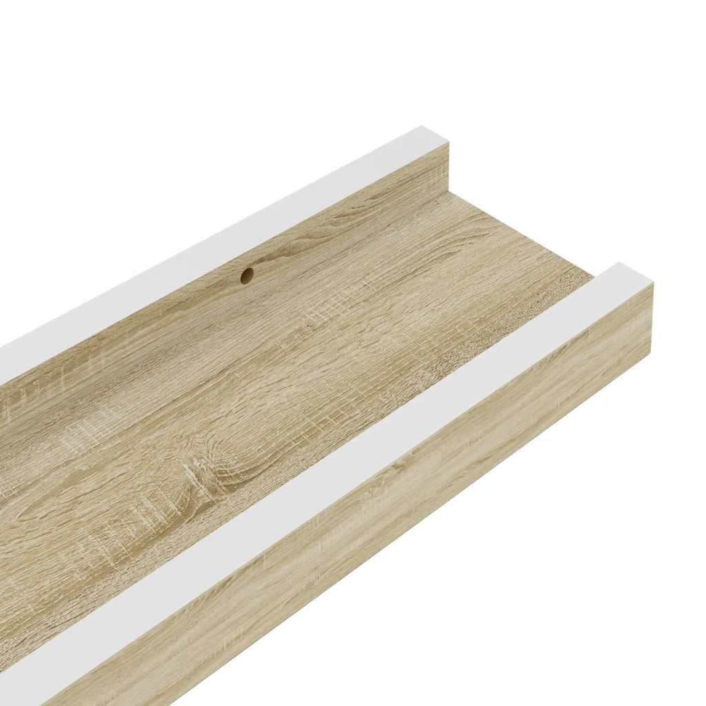 Wall Shelves 2 pcs White and Sonoma Oak 80x9x3 cm