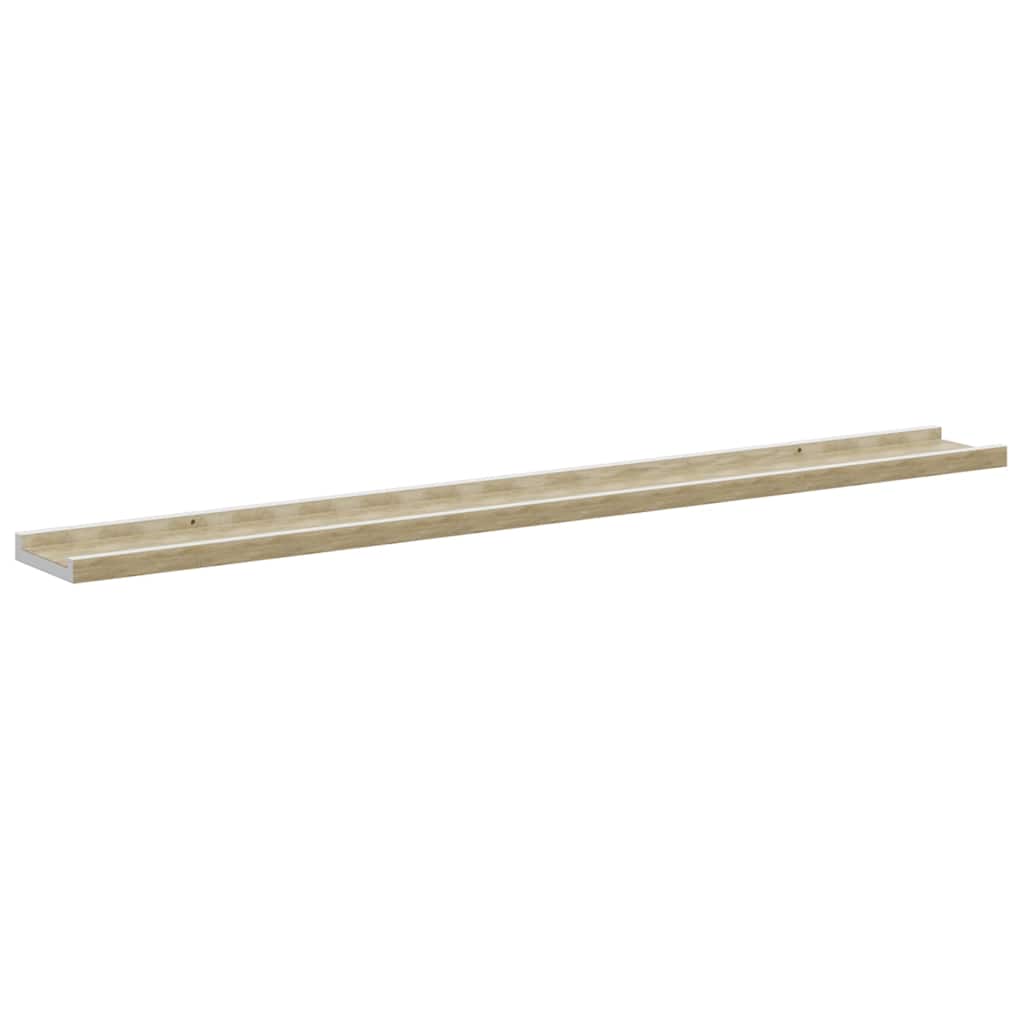 Wall Shelves 2 pcs White and Sonoma Oak 100x9x3 cm
