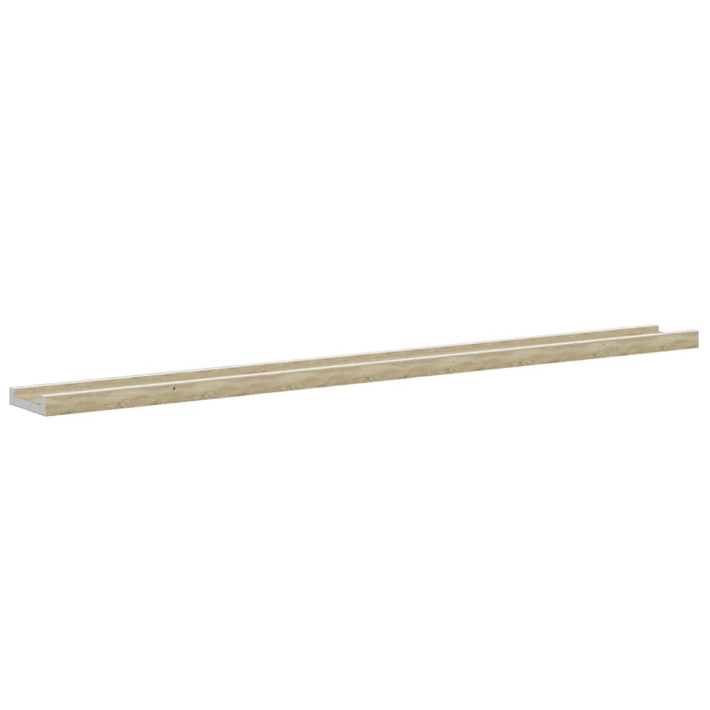 Wall Shelves 2 pcs White and Sonoma Oak 100x9x3 cm
