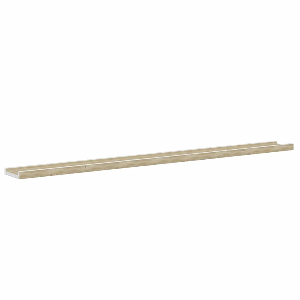 Wall Shelves 2 pcs White and Sonoma Oak 115x9x3 cm
